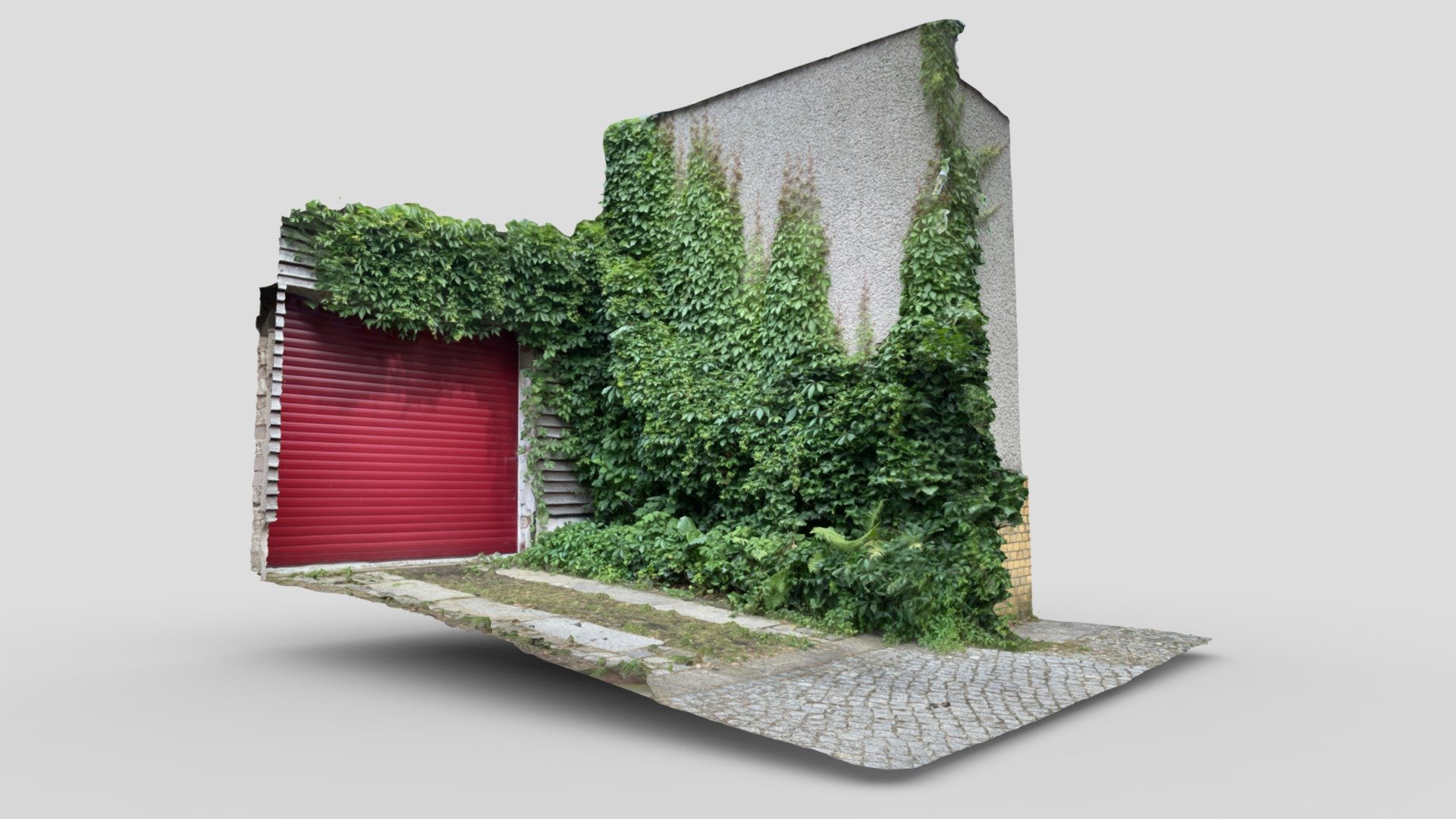Red Garage with Vines