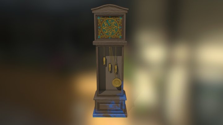Animated grandfather's clock 3D Model
