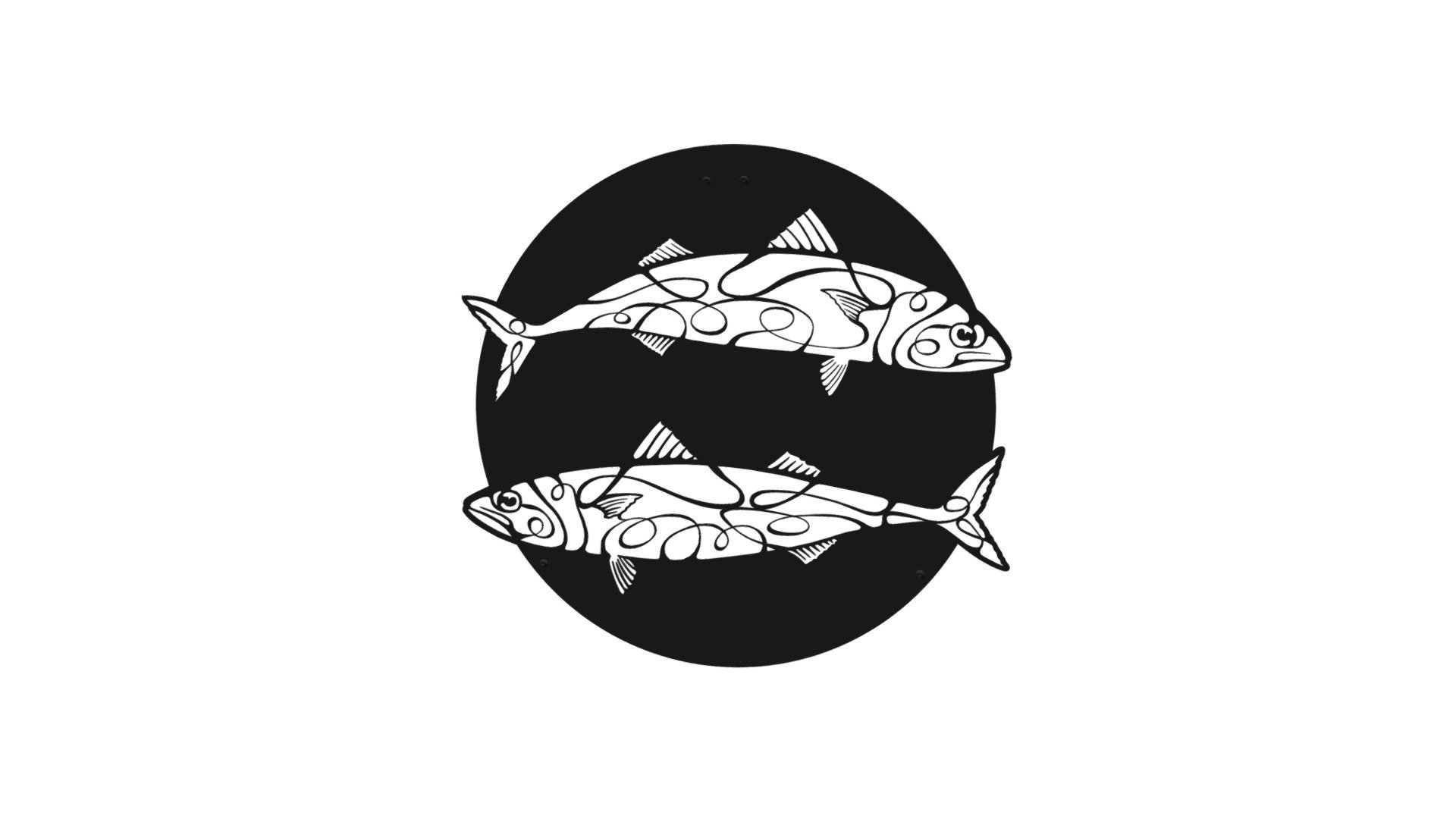 APT236 - Balık Metal Tablo - Siyah