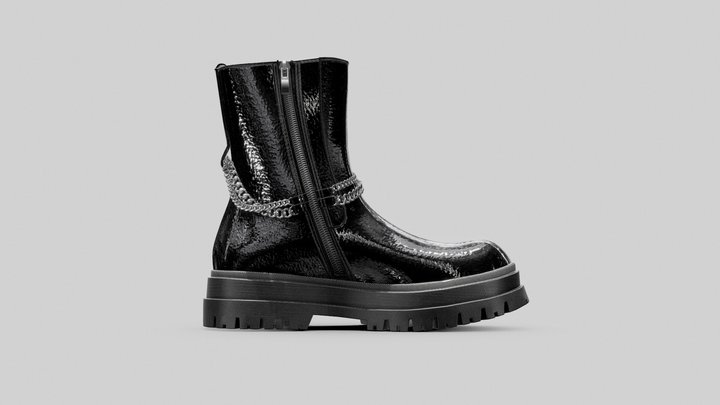Black Glossy Boot 3D Model