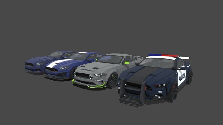 LOW POLY MUSCLE CAR 3D Model