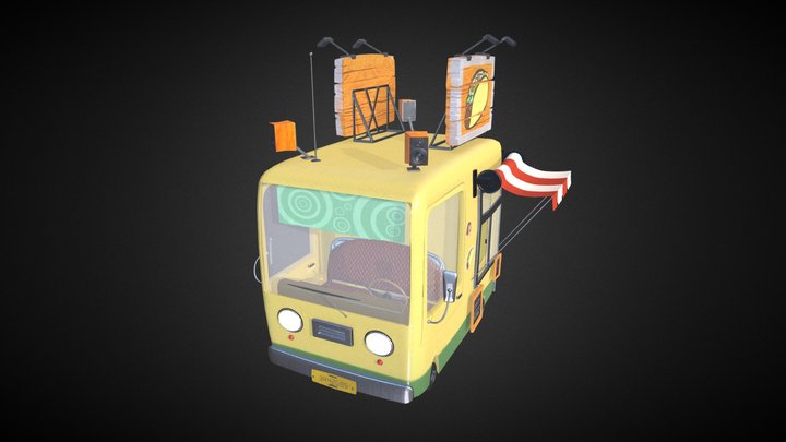 Stylized Food Truck 3D Model