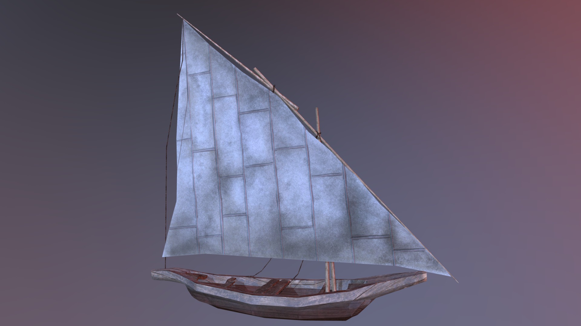 3D model Boat - This is a 3D model of the Boat. The 3D model is about a sailboat on a pink background.