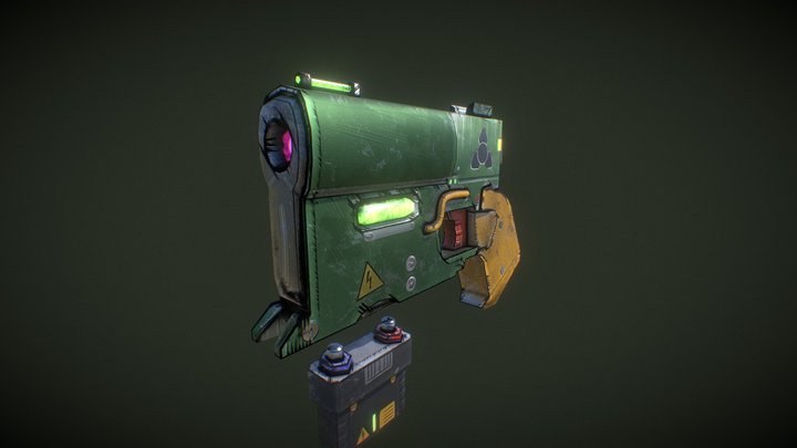 Pistol, stylized (optimized for games) 3D Model