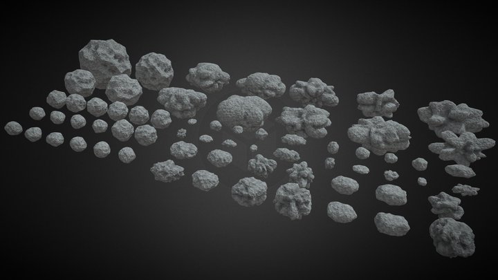 x66 Asteroids 3D Model