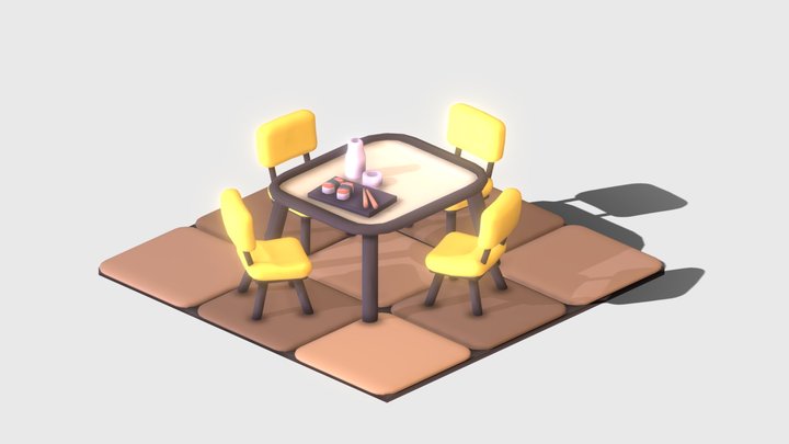 Cafe Scene | Cute Series 3D Model