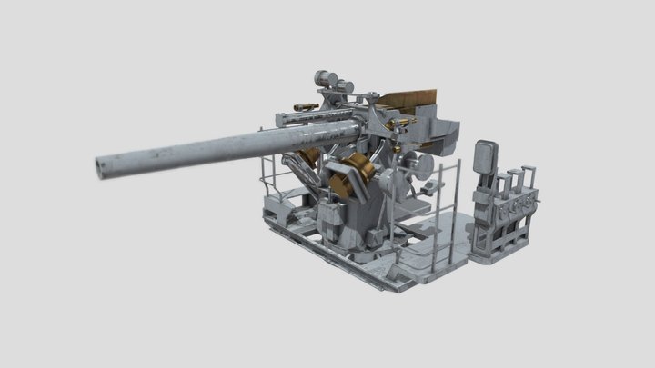127mm 25 Mk 19 Naval Gun 3D Model