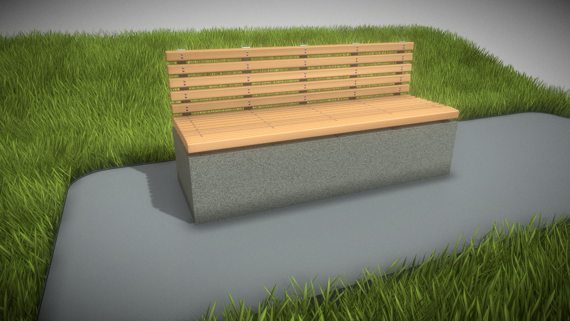3D model Park Bench [4] Version 2 - This is a 3D model of the Park Bench [4] Version 2. The 3D model is about a wooden bench on a stone slab.
