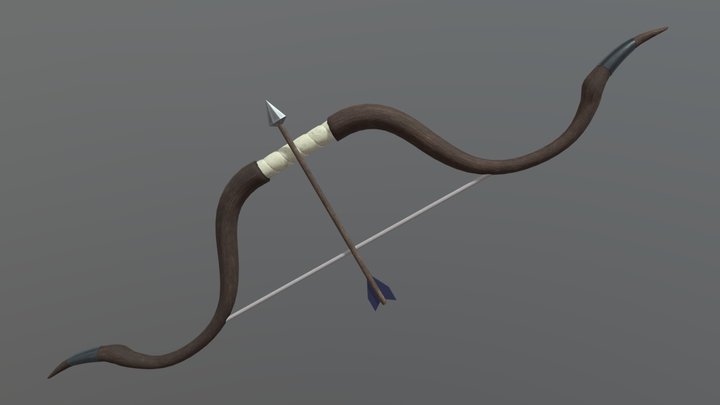 Wooden Large Bow Low Poly 3D Model