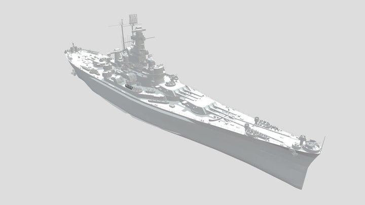 USS Massachusetts Battleship 3D Model