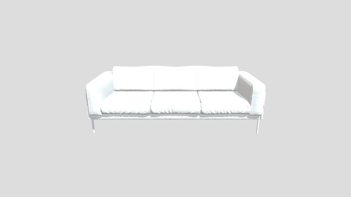 Modern Black Leather Sofa 3D Model