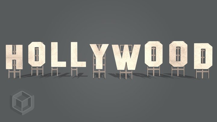 Low Poly Hollywood Sign Los Angeles 3D Model