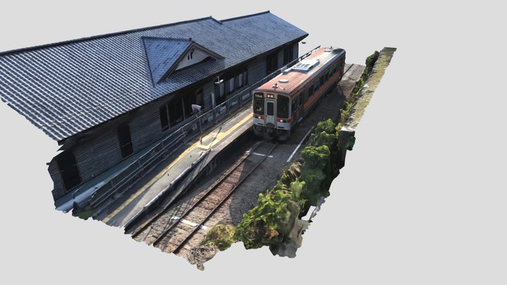 Train at Ise-Okutsu Station 3D Model