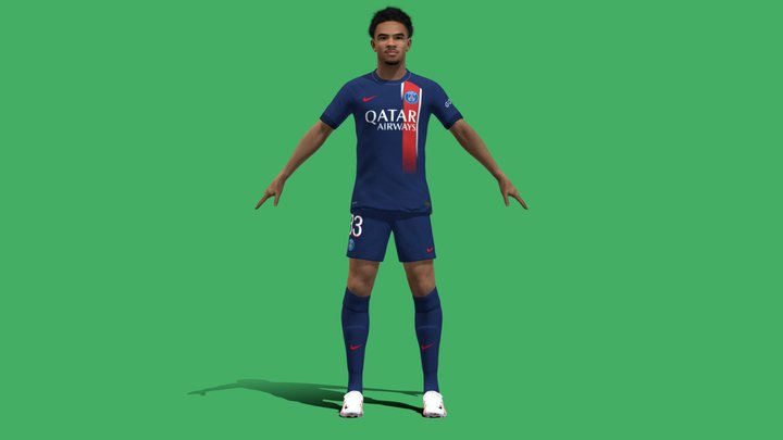 3D Rigged Warren Zaire-Emery PSG 2024 3D Model