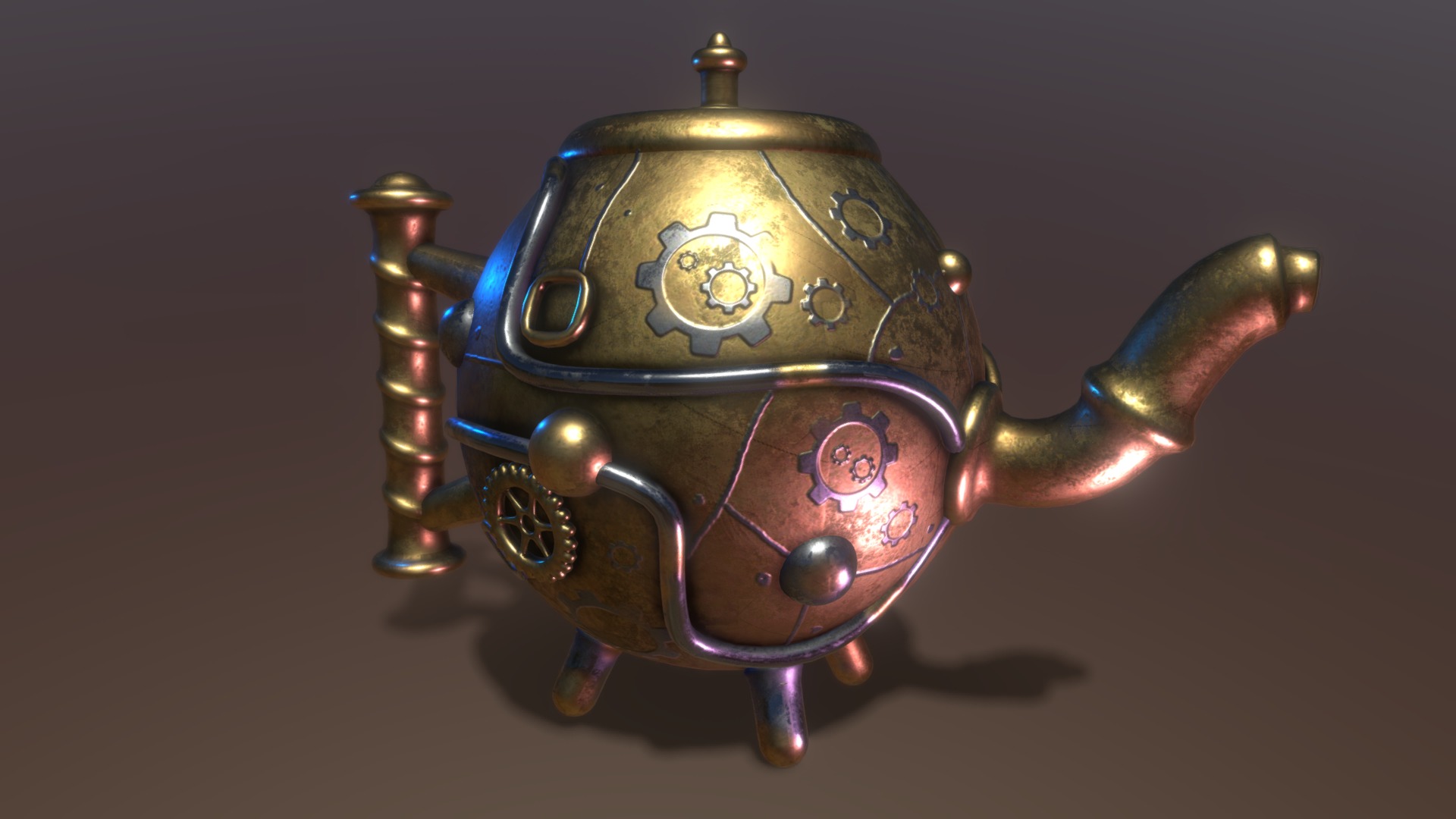 3D model Steampunk teapot - This is a 3D model of the Steampunk teapot. The 3D model is about a close-up of a helmet.