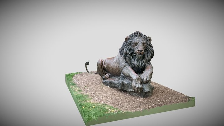 Lion sculpture  "King at Rest" flat light 3D Model