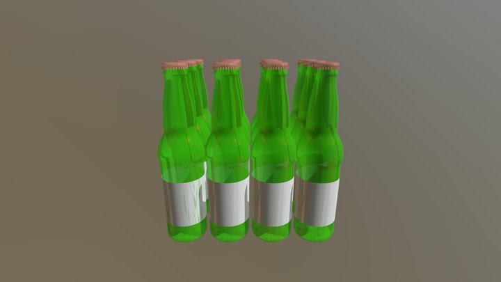 Glass Bottle 12 set 3D Model