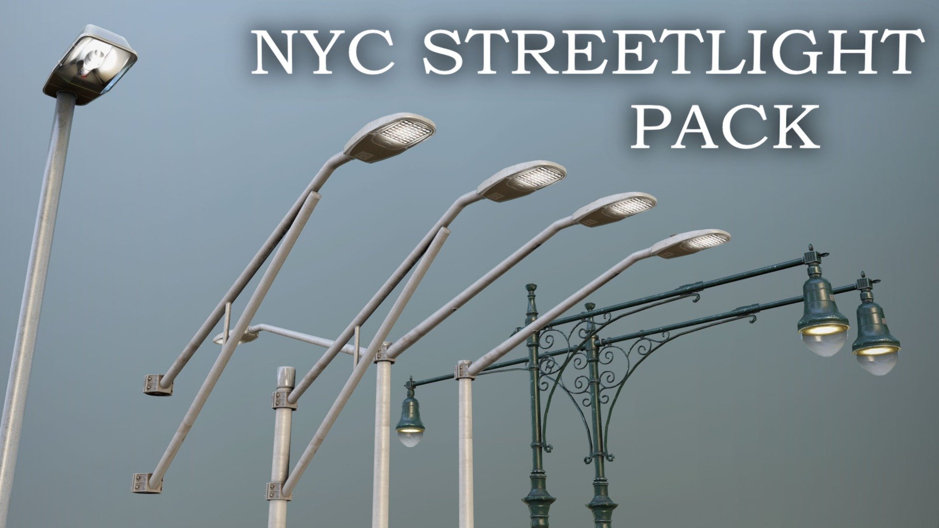 NYC Streetlight Pack Low-poly - 3D model by 99.Miles [336329f] - Sketchfab