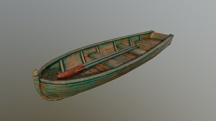 Boat with oars 3D Model