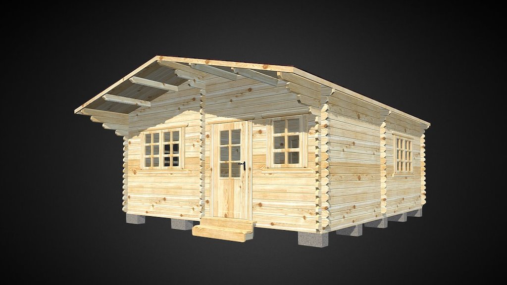 Дачный дом 5x5,5 м с навесом из бруса