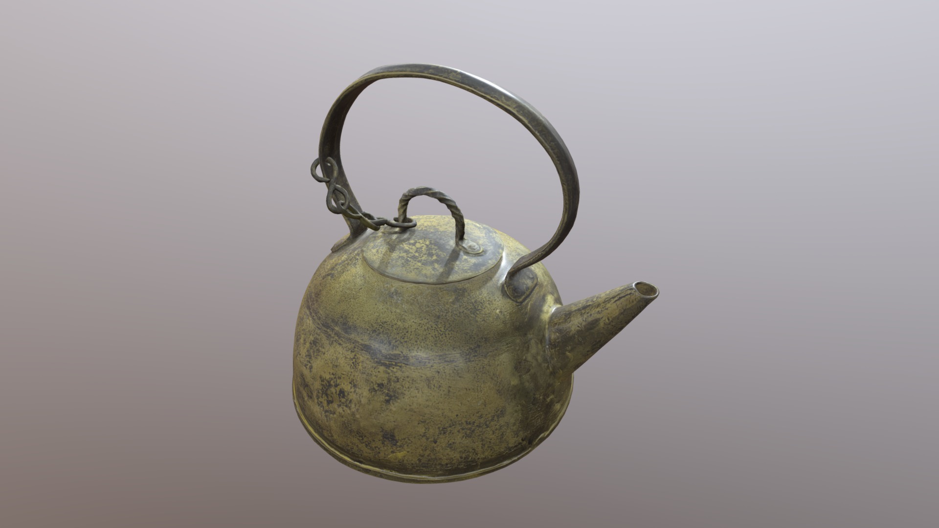 3D model Teapot, Chinese antique - This is a 3D model of the Teapot, Chinese antique. The 3D model is about a metal teapot with a handle.