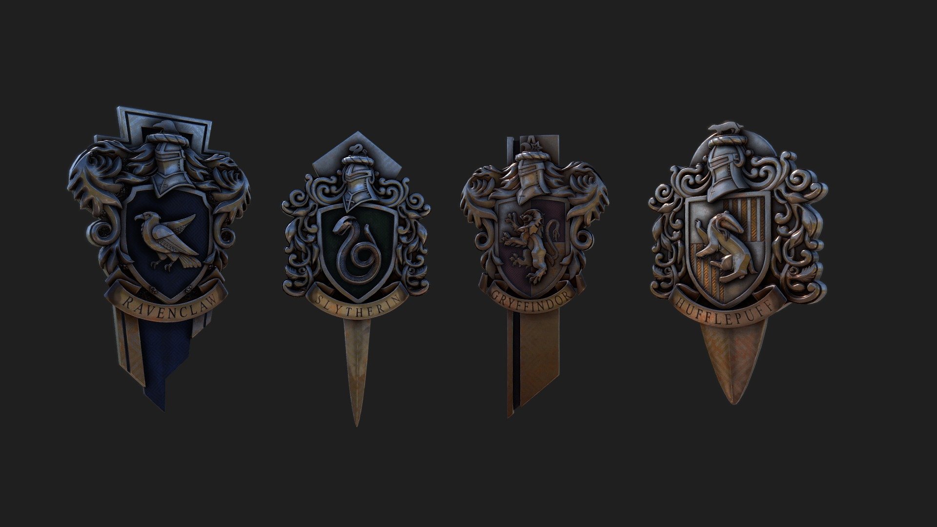 Harry Potter Badges - 3D model by kieronwhite [3366470] - Sketchfab