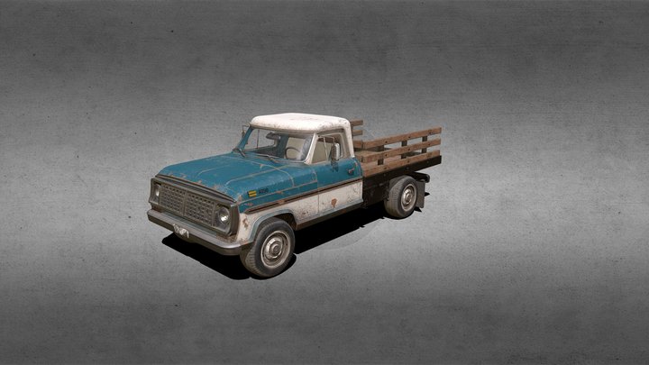 FORD F250 1965 WITH WOODEN BED 3D Model