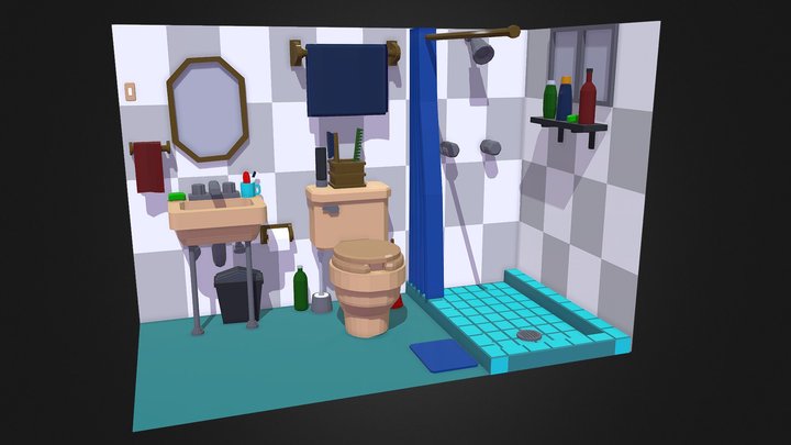 Low Poly Bathroom 3D Model