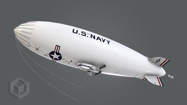 Low Poly Airship Blimp - US Navy 2 Livery 3D Model