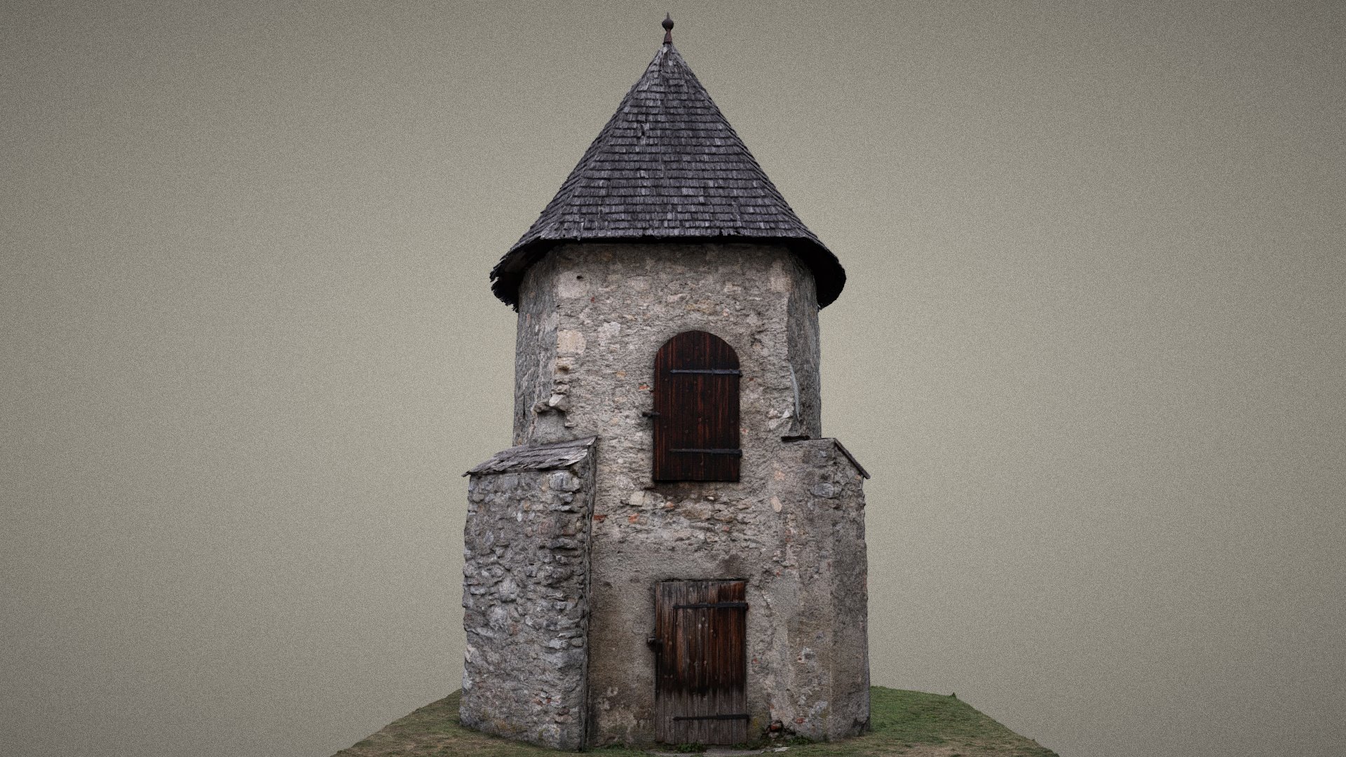 3D model Portenturm - This is a 3D model of the Portenturm. The 3D model is about a stone building with a door.