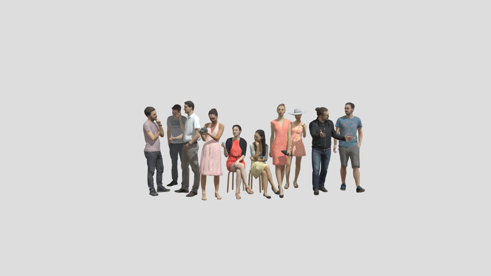 10X LOW POLY CASUAL PEOPLE VOL02 CROWD
