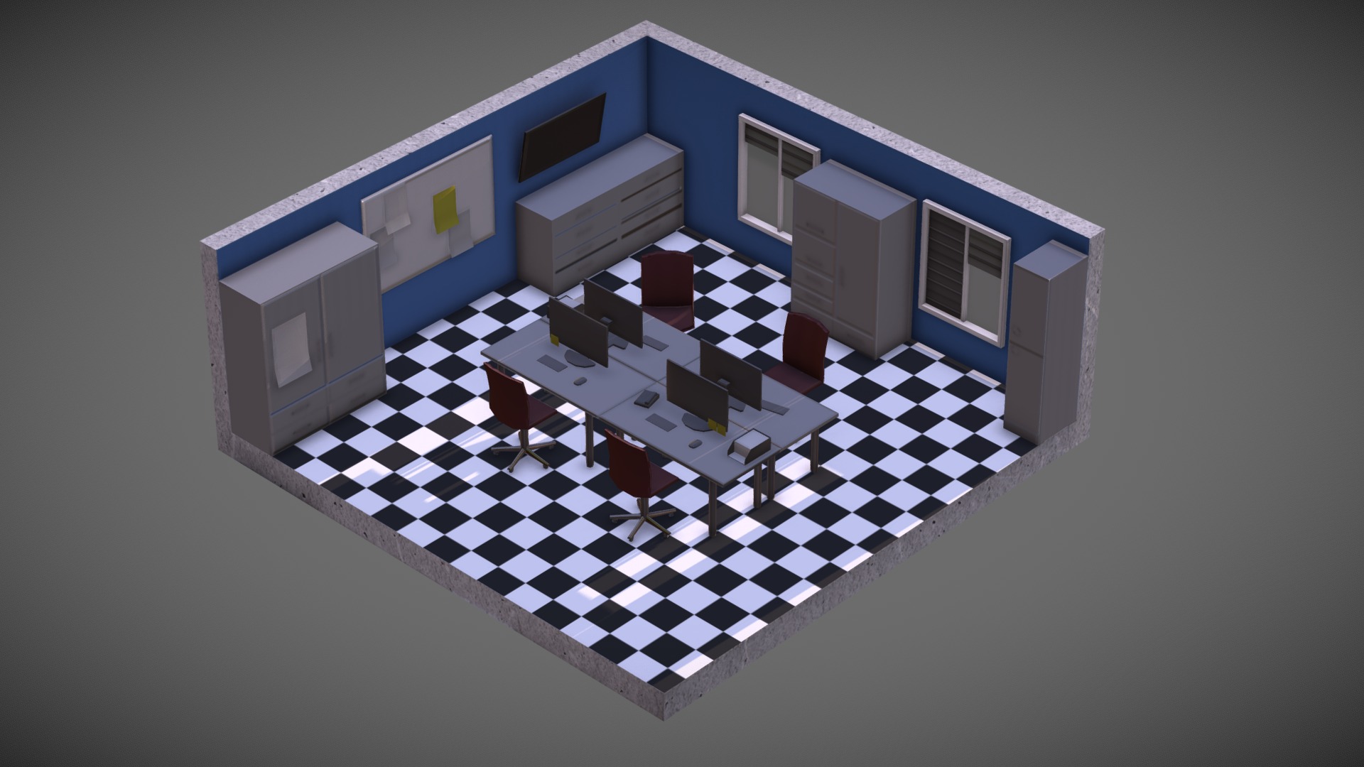3D model Interior Isometric Design - This is a 3D model of the Interior Isometric Design. The 3D model is about a toy house with a table and chairs.
