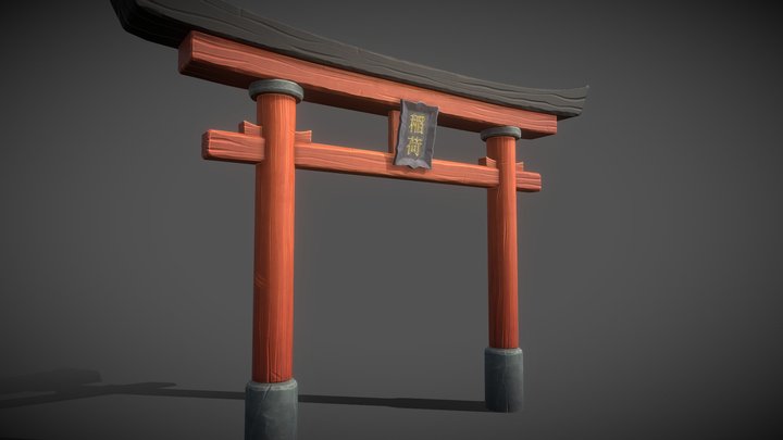 Stylized Torii Gate 3D Model