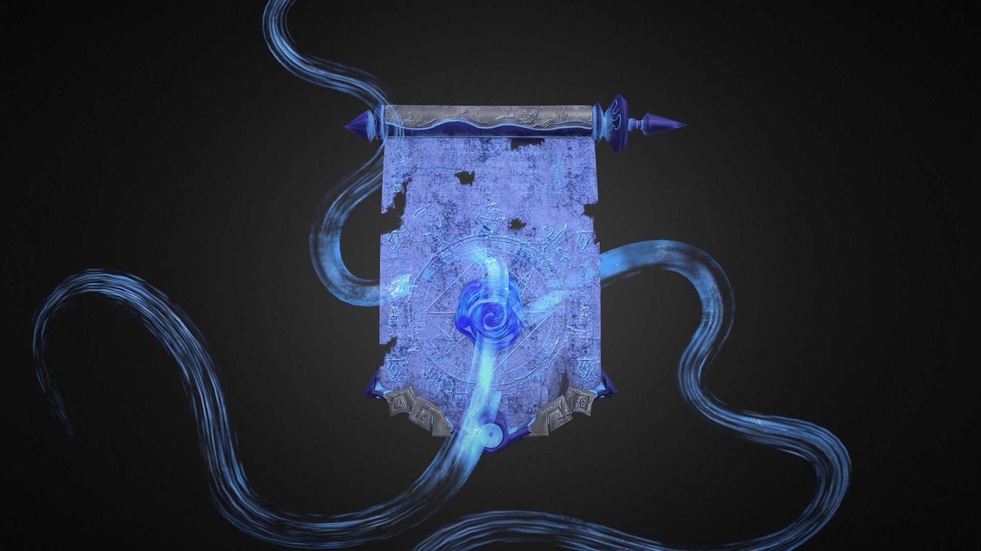 3D model Stylized Magical Scroll - This is a 3D model of the Stylized Magical Scroll. The 3D model is about a blue liquid in a glass.