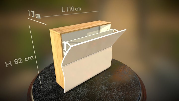 Scarpiera 2 ante rovere bianca 3D Model