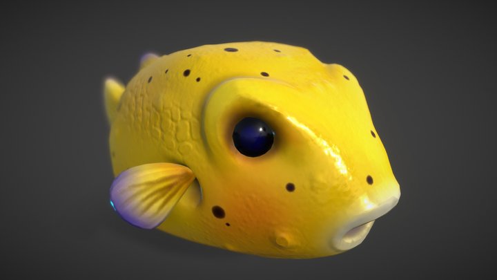 Yellow Puffer Fish 3D Model