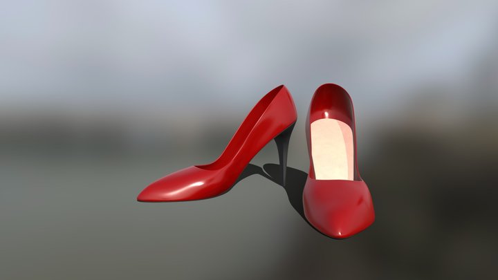 Red High-Heel Shoes 3D Model