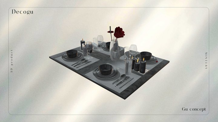 Elegant Dining Table Set 3D Model