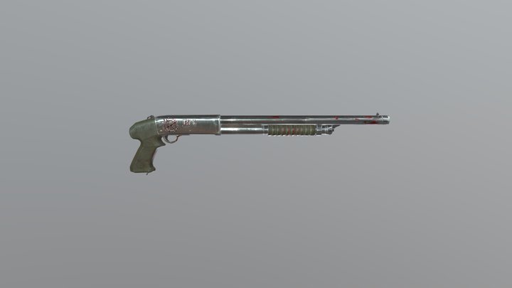 Blood splattered shotgun 3D Model