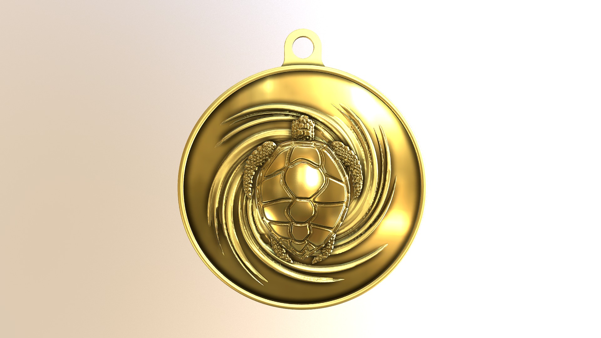 3D model Turtle Pendant - This is a 3D model of the Turtle Pendant. The 3D model is about a gold and silver object.