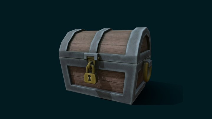 Stylized Old Dirty Chest 3D Model