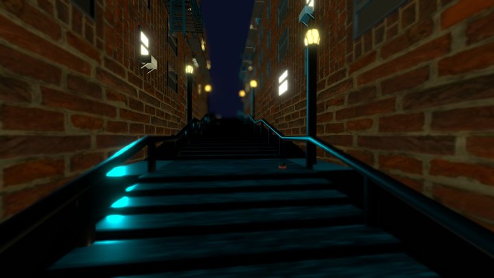 Urban city stairs 3D Model