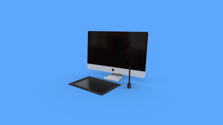 iMac & Wacom Cintiq Tablet - Low Poly 3D Model