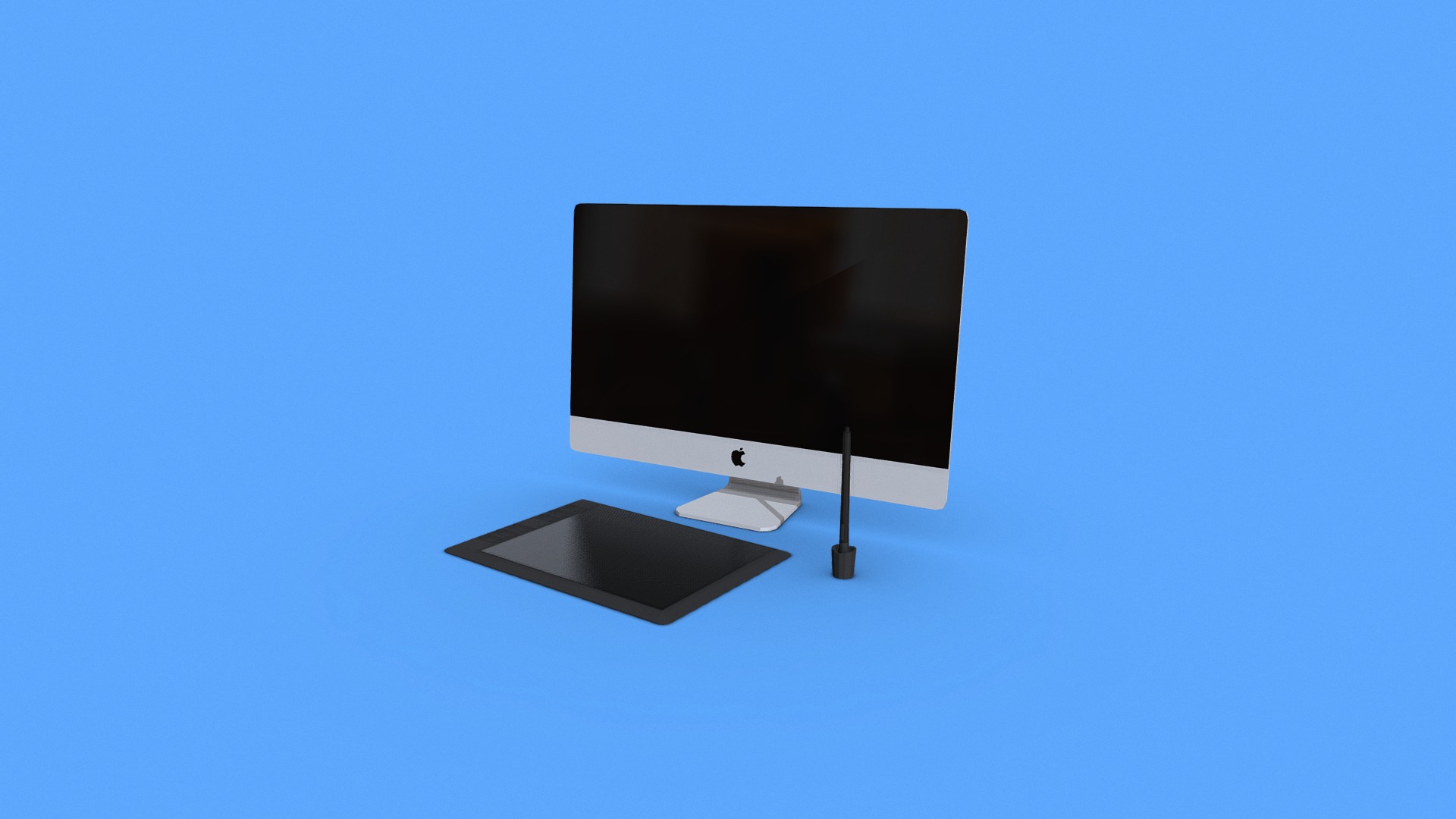 3D model iMac & Wacom Cintiq Tablet – Low Poly - This is a 3D model of the iMac & Wacom Cintiq Tablet - Low Poly. The 3D model is about a computer monitor and a laptop.