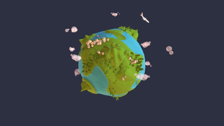 Lowpoly Earth Game ready UVW textured 3D Model