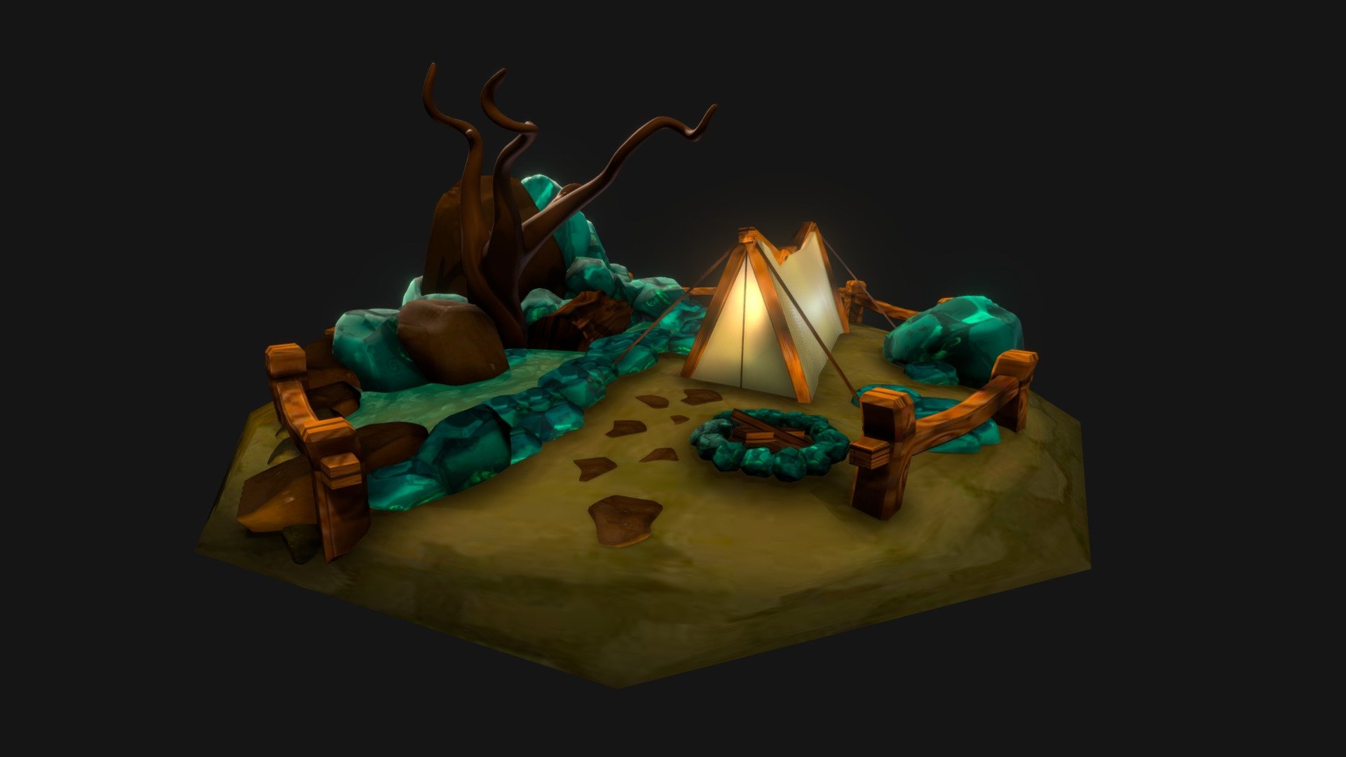 Tent Fantasy Night Scene — Sketchfab embed 3D viewer
