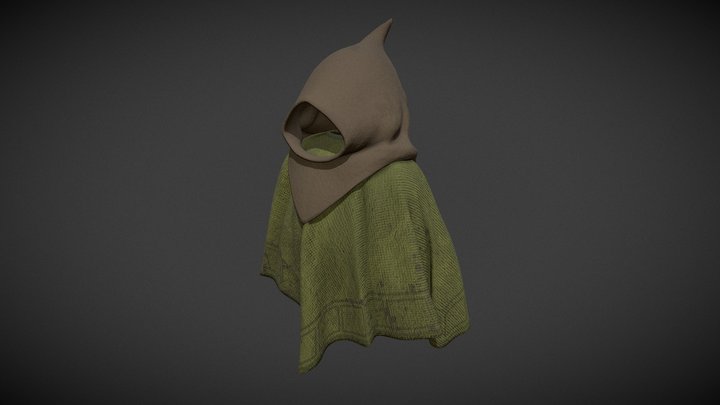 Poncho and hood for small characters 3D Model