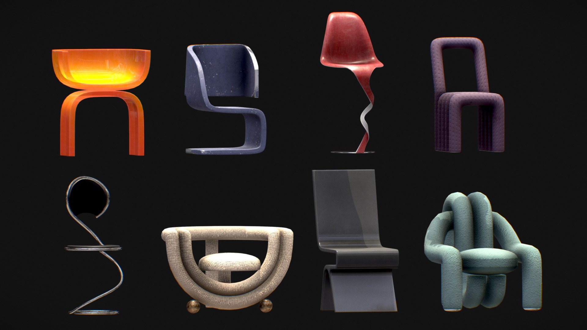 Chairs Pack 2 - Download Free 3D model by arloopa [33a123e] - Sketchfab