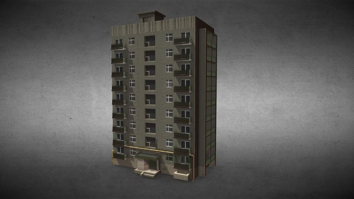 nine-story building of the post soviet 3D Model