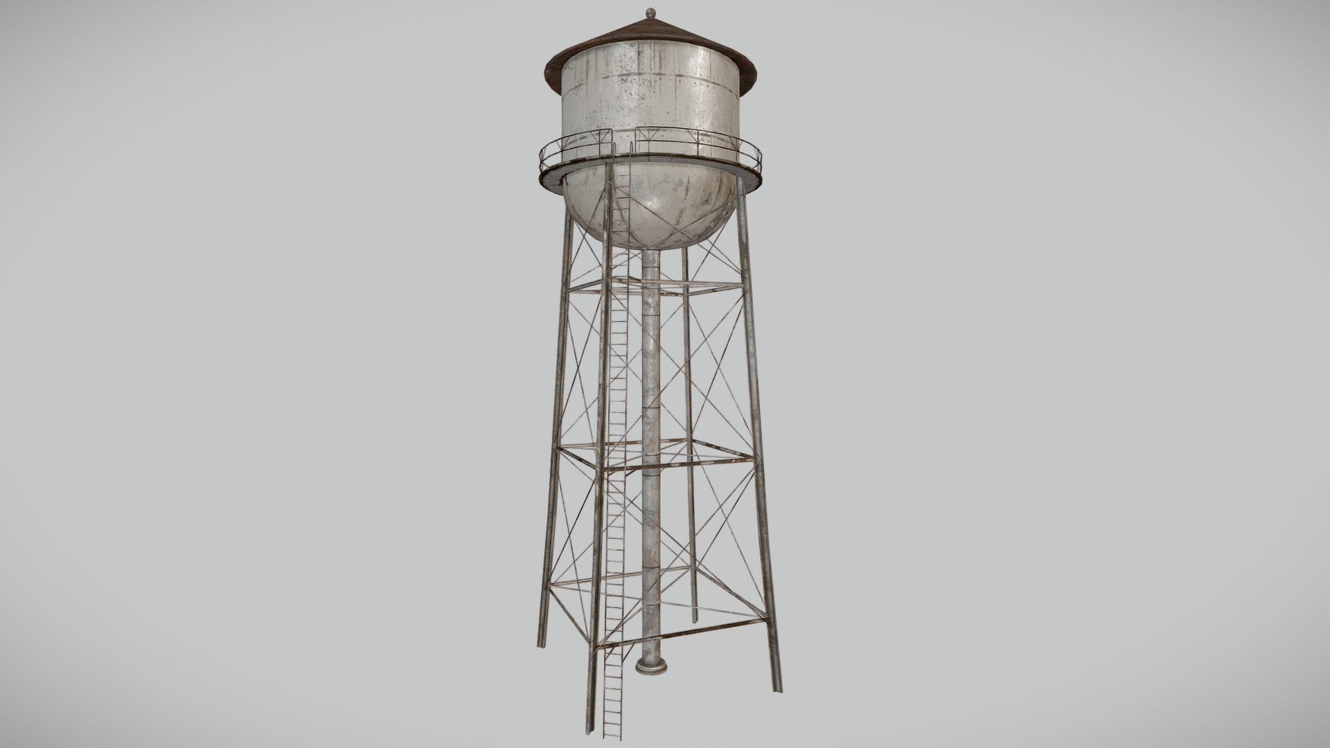 3D model Old Water Tower 03 – PBR - This is a 3D model of the Old Water Tower 03 - PBR. The 3D model is about a water tower with a water tower.